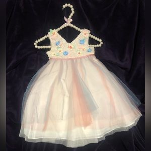 Beautiful pink, blue and cream tulle dress.